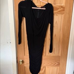 Alice + Olivia Black Draped Mini Dress